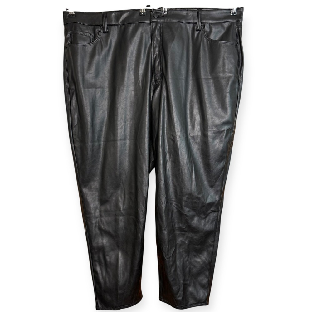 Old Navy Plus Size 24 Black Faux Leather High Rise O.G. Straight Leg Pants